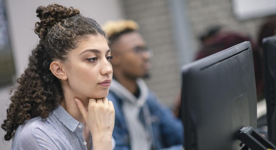 students at test center