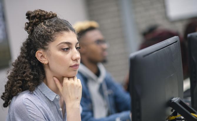 students at test center