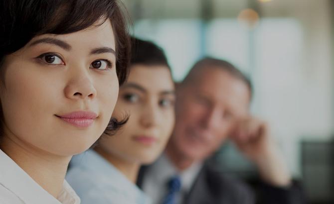 Three students at desk
