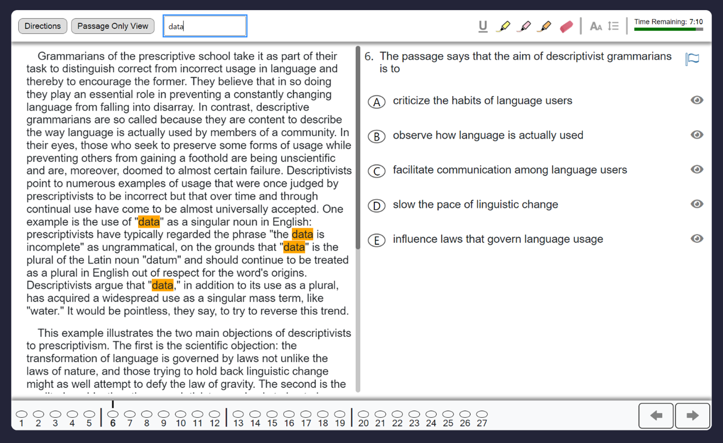 Image of the LawHub interface with the word “data” highlighted